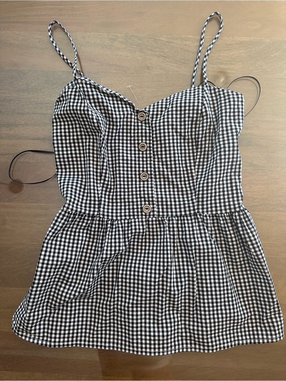 Potter's Pot Black and White Gingham Button-Front Tank Top